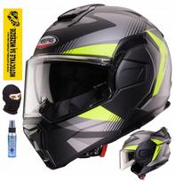 Modulinis šalmas CABERG JAW FLIP-BACK TRIP Lunar juodas matinės/fluo spalvos, dydis L, su PINLOCK