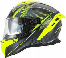 Motociklininko šalmas Apex FI200 Madrid, M dydis, pilkai geltonas