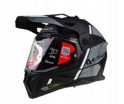 Motociklininko šalmas LS2 MX702 Pioneer II Hill, matinis juodas/baltas, M dydis