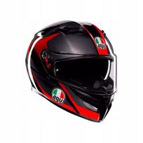 Motociklininko šalmas AGV K3 Striga, juoda/pilka/raudona, L dydis