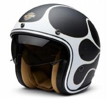 Motociklininko šalmas HARLEY DAVIDSON 3/4 juodas matinis su liepsnomis, M dydis