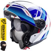 Motociklininko šalmas CABERG JAW LEVO BLEND X MANTA balta/mėlyna/raudona, S