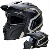 Motociklo šalmas HORN MultiX S 55-56, su nuimama smakro apsauga, tinka racijai, ECE22-06