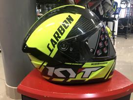 Motociklininko šalmas KYT NX Race Carbon Lime S (55–56 cm, 1350 g)