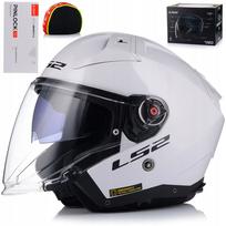 Atviras motociklo šalmas LS2 OF603, baltas blizgus, su Pinlock ir Blend