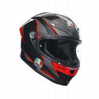 Motociklininko šalmas AGV K6 S, juodas/pilkas/raudonas, S dydis