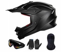 Vaikiška pilno veido motociklo šalmas ILM-B07, juodas, 51-52 cm