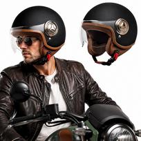 Atviras motociklininko šalmas su blendu, M dydis, 54-61 cm