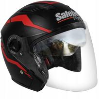 Atviro tipo motociklo šalmas, juodas/raudonas, BLENDA, L (59–60 cm)