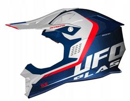 Motokroso šalmas UFO INTREPID, balta/mėlyna/raudona, ECE 22R06, S dydis