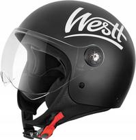Motociklininko šalmas su skydeliu WESTT JET CLASSIC W-002B, juodas, M dydis