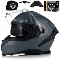 Motociklininko šalmas VITO PRESTO, pilkas, su Pinlock sistema, ECE Blend 06