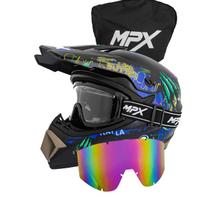 Enduro šalmas su akiniais, XL (61-62 cm), keturračiams, motociklams, dviračiams