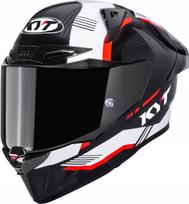 Motociklininko šalmas KYT R1R CARBON ZONE raudonas, S dydis, ECE 22.06