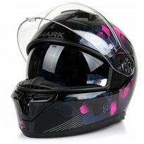 Motociklininko šalmas SHARK D-SQUAL 3 Lady Mayfer, juodas/rožinis, permatomas stiklas, XS