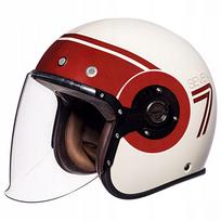 Atviras motociklo šalmas SMK Retro Jet GL130, blizgus baltas, M (57–58 cm)
