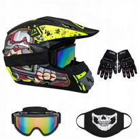 Motociklininko šalmas Cross Light Enduro su akiniais, pirštinėmis ir kauke