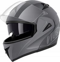 Motociklo šalmas WESTT STORM, integruotas, L dydis (59–60 cm), pilkas matinis