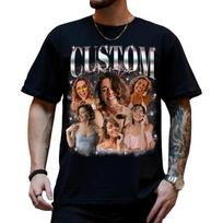 Customizable Vintage Rap Shirt Featuring Girlfriend's Image - Unique Men's Graphic Tee for Personalized Style S įvairiaspalvis