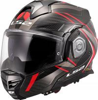 Modulinis motociklo šalmas LS2 ADVANT X CARBON FUTURE II, blizgus raudonas, L dydis