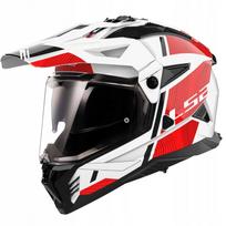 Motociklininko šalmas LS2 MX702 PIONEER II HILL, baltas/raudonas, enduro/cross