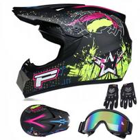 Motociklininko šalmas Cross Light Enduro L su akiniais, pirštinėmis ir kauke