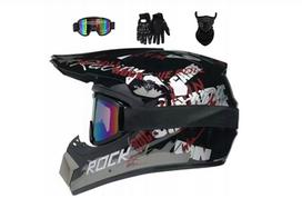 Motociklininko šalmas Cross Light Enduro Quada su akiniais, pirštinėmis ir XL kauke