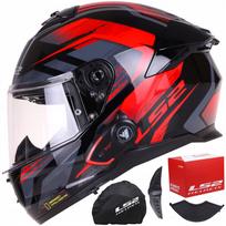 Motociklo šalmas LS2 FF808 STREAM II Fury raudonas su blendu ir „Bluetooth“ interkomu