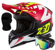 Motociklininko šalmas ZED X1.9 fluo/raudonas XS, ECE 22.06, su akiniais ir ausinėmis interkomui