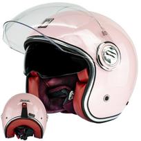 Motociklo šalmas Nox M, rožinis, elegantiško neo-retro dizaino, Vespa motoroleriui