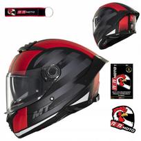 Motociklininko šalmas MT THUNDER 4 SV THREADS, matinės raudonos spalvos