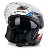 Atvira motociklo šalmas LS2 OF618 Verso II Air, balta/mėlyna/raudona, S dydis