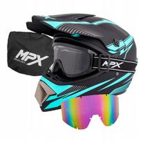 Krosinis šalmas L dydžio su akiniais, tinkamas enduro, keturračiams, BMX, MTB, motoroleriams