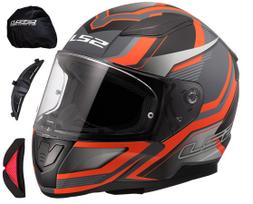 Motociklininko šalmas LS2 FF353 RAPID II, matinė oranžinė/pilka, M dydis