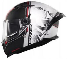 Motociklininkų šalmas MT Helmets Braker SV Charm A1, juodas/baltas, matinė apdaila, integralinis