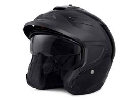 Motociklininko šalmas MAYWOOD H27, 3/4, juodas, stiklinis skydelis, dydis L