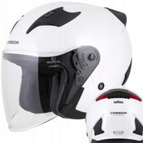 Atviras motociklo šalmas CASSIDA REFLEX, baltas, XS (53–54), su atšvaitais, ECE22.06J