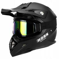 Vaikiškas motociklo šalmas CROSS HORN su akiniais, XS (48-49 cm)
