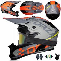 Motociklininko šalmas su akiniais, pirštinėmis ir kauke, S–XL