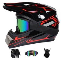 Motociklininko šalmas su akiniais, pirštinėmis ir XL kauke Cross Light Enduro Quad