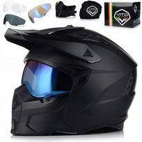 Motociklininko šalmas VITO PREDATOR matinis, nuimama smakro apsauga, skydelis, 3 stiklai