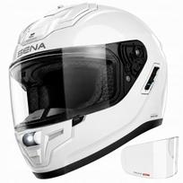 Motociklininko šalmas SENA Phantom, baltas, su interkomu, S dydis (55-56 cm), ECE 22.06