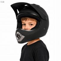 Vaikiškas juodas šalmas motociklui, keturračiui, BMX, paspirtukui, S dydis 53-54 cm