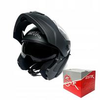 Motociklo šalmas, matinės juodos spalvos, modulinis, M dydis (57-58 cm)
