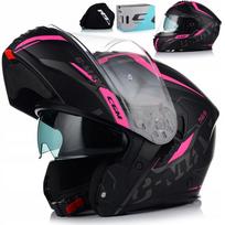 Motociklininkių šalmas CGM 569G C-MAX Jaw rožinis, atverčiamas su tamsintu skydeliu