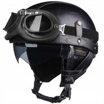 Retro motociklininko šalmas su akiniais, tinka Harley