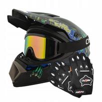 Krosinis šalmas su akiniais ir pirštinėmis keturračiui, enduro, BMX dviračiui, elektriniam paspirtukui