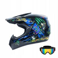 Motociklininko šalmas enduro stiliaus su akiniais, dydis S (53-54 cm)