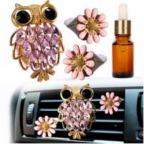 Automobilio kvapo difuzorius „Owl“ su pakabinamu ornamentu ir kvapiojo aliejaus rinkiniu