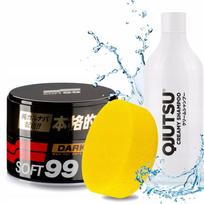 Automobilių vaškas SOFT99 Dark & Black 300 g ir šampūnas CREAMY 750 ml